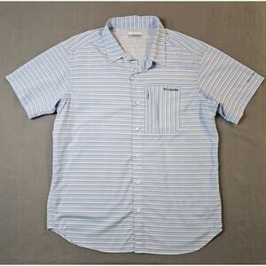 Columbia Men's Omni UPF 50 Outdoor Short Sleeve Shirt Large Blue & White